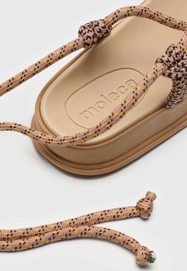Rasteira Flatform Moleca Amarração Bege - Imagem 4