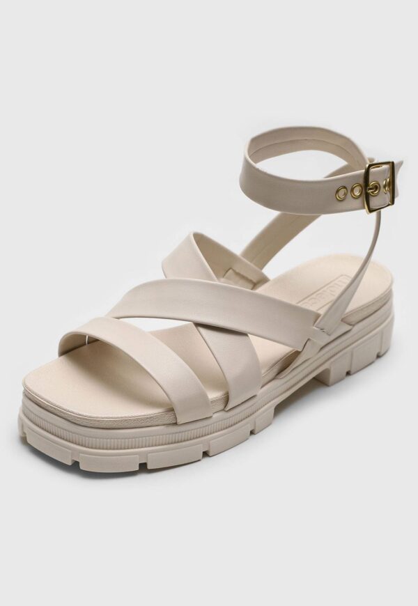 Rasteira Tratorado Moleca Tira Cruzada Off-White