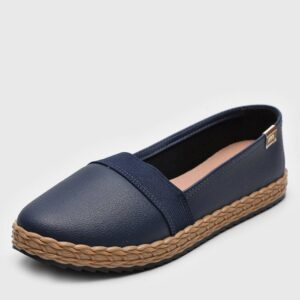 Sapatilha Slip On Moleca Liso Azul-Marinho
